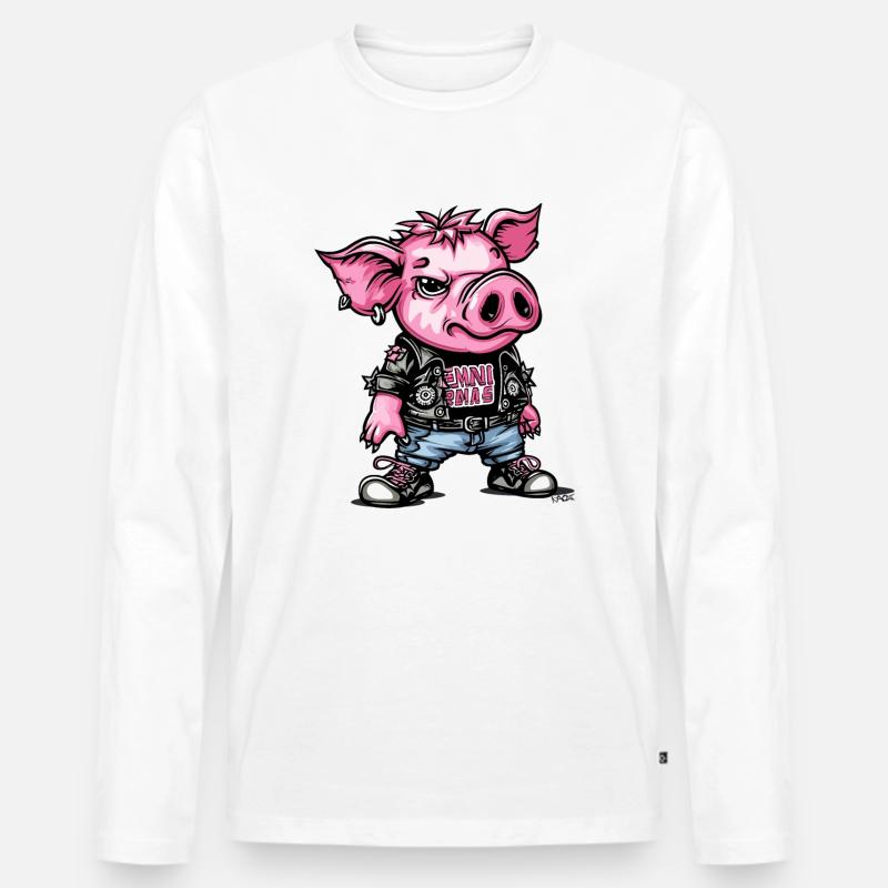Das Punk Schwein - Männer Premium Bio Langarmshirt - Weiß