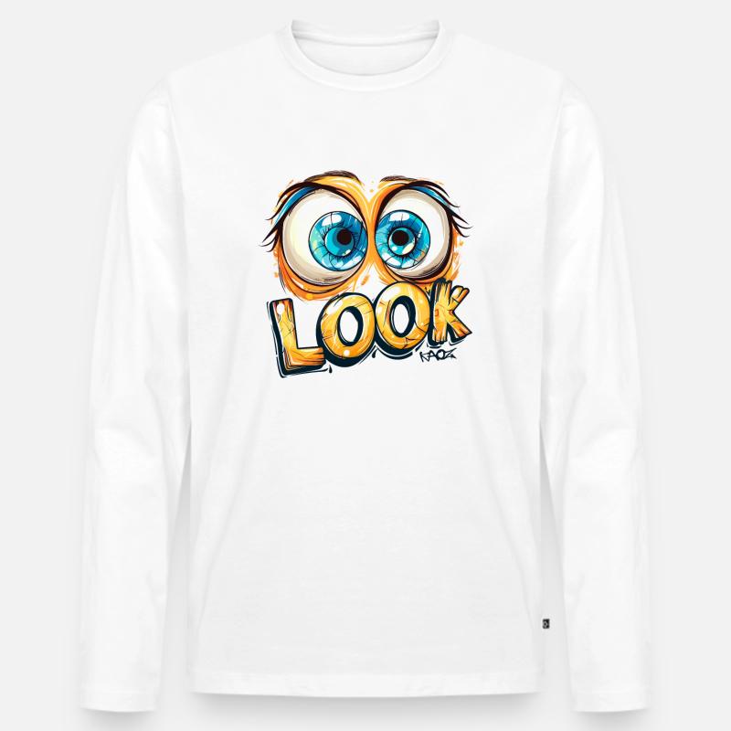Schau, da sind große Augen - Männer Premium Bio Langarmshirt - Weiß