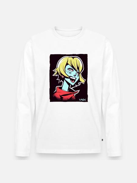 Fille d’anime cool et heureuse - T-shirt manches longues Premium bio Homme - blanc