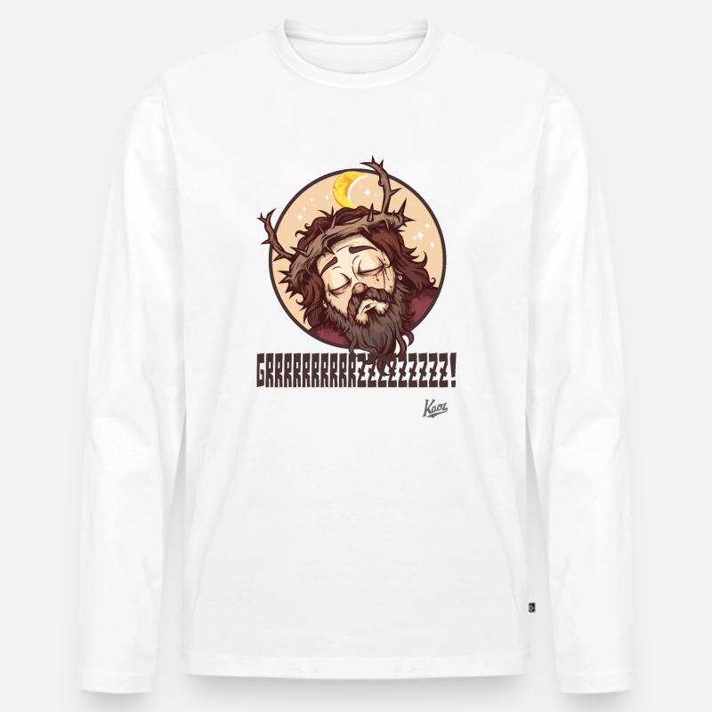 Süßer, Schlafender Jesus-Typ - Männer Premium Bio Langarmshirt - Weiß