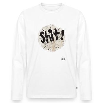 Drôle de merde - T-shirt manches longues Premium bio Homme - blanc - Devant - Nico (187cm)