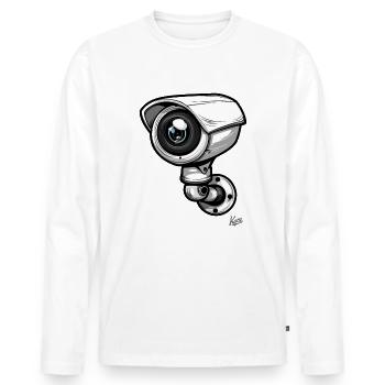 Caméra de sécurité de dessin animé : Caméras toujours visibles - T-shirt manches longues Premium bio Homme - blanc - Devant - Nico (187cm)