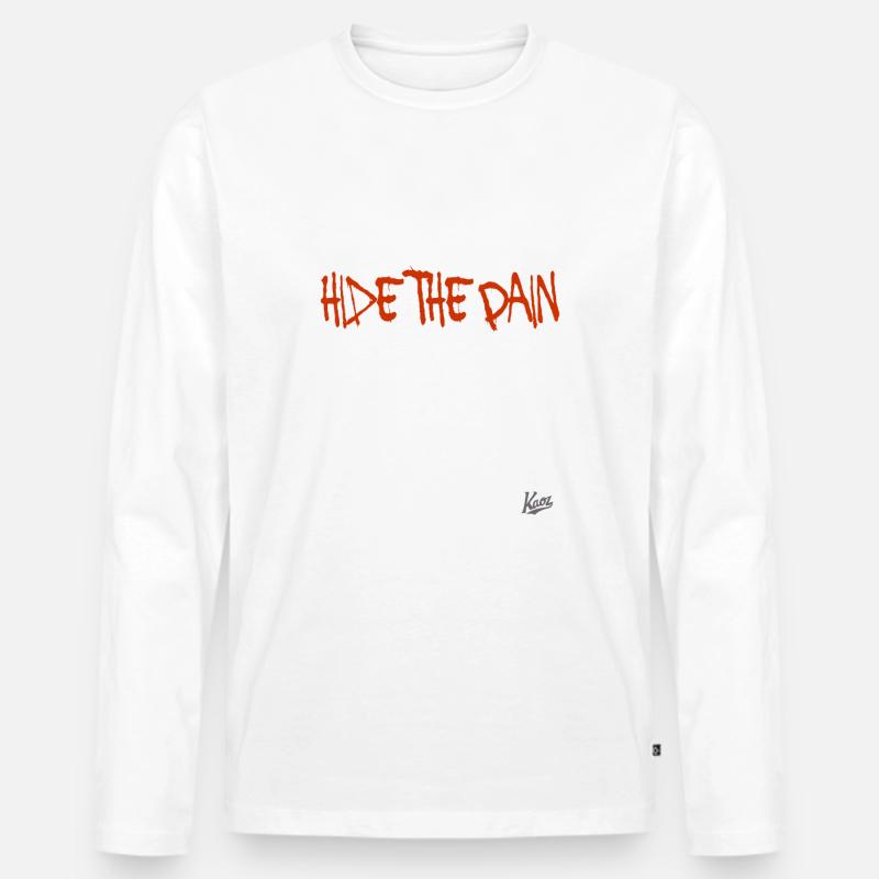 Verstecke den Schmerz - Männer Premium Bio Langarmshirt - Weiß