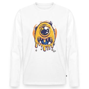 Funny One-Eyed Cyclops: Cute Monster - Men's Premium Organic Long Sleeve Shirt - white - Front - Nico (187cm)