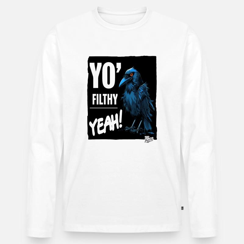 Dreckige Gruselige Krähe - Männer Premium Bio Langarmshirt - Weiß