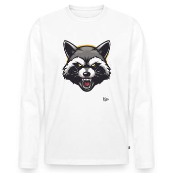 Randy Rocket : Le raton laveur effronté - T-shirt manches longues Premium bio Homme - blanc - Devant - Nico (187cm)