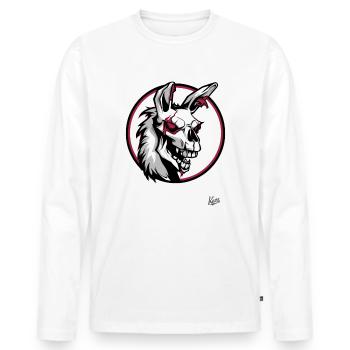 Passive Aggressive Horror Zombie Llama - Men's Premium Organic Long Sleeve Shirt - white - Front - Nico (187cm)