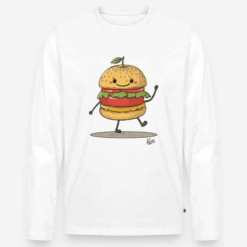 retro apfel sandwich burger - Männer Premium Bio Langarmshirt - Weiß