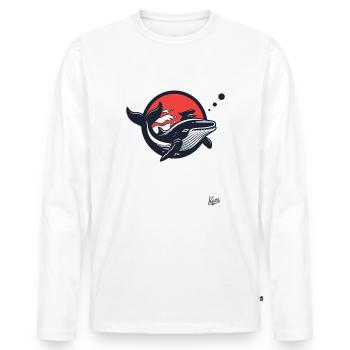 Marin marin baleine - T-shirt manches longues Premium bio Homme - blanc - Devant - Nico (187cm)