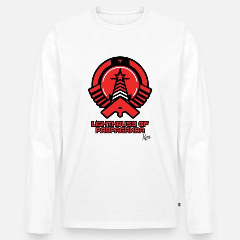Leuchtturm im Propaganda Stil - Männer Premium Bio Langarmshirt - Weiß