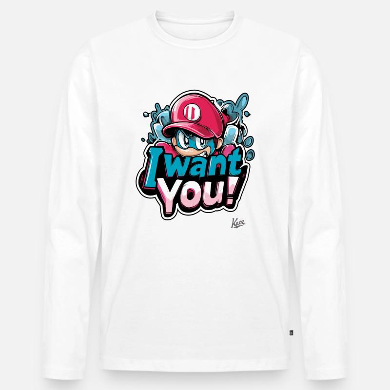 Ich will Dich - Männer Premium Bio Langarmshirt - Weiß