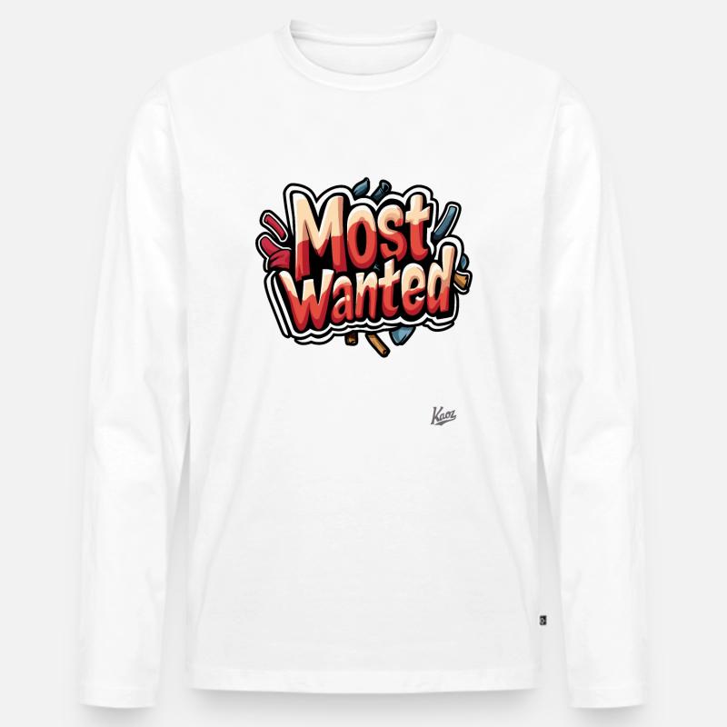 Most Wanted Graffiti - Männer Premium Bio Langarmshirt - Weiß