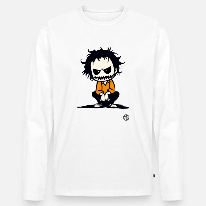 Gruseliger Halloween-Typ - Männer Premium Bio Langarmshirt - Weiß