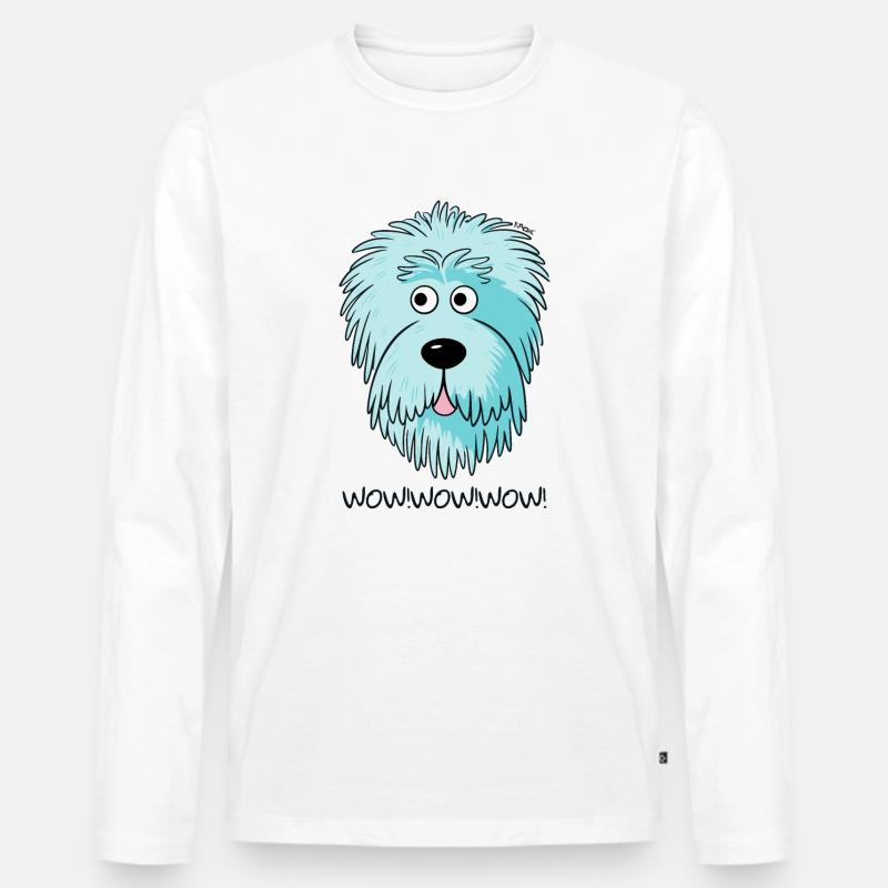 Wow! Bunter Candy-Doodle-Hund - Männer Premium Bio Langarmshirt - Weiß