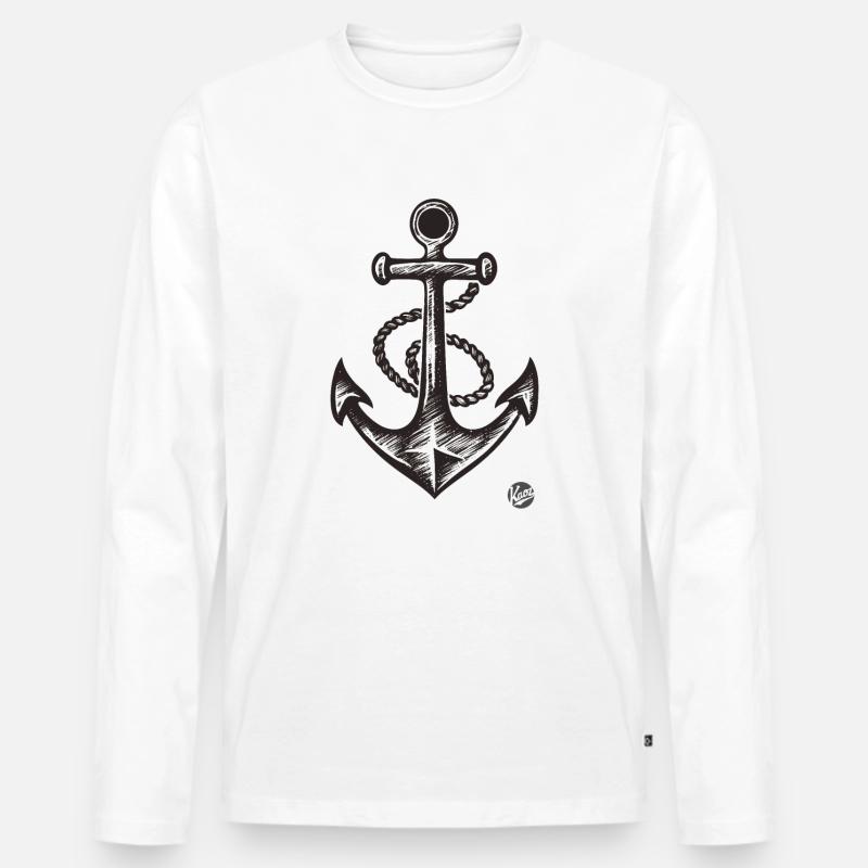 Segelschiff Anker - Männer Premium Bio Langarmshirt - Weiß