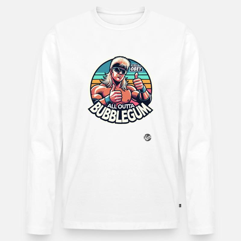 Never Obey, All Outta Bubblegum - Männer Premium Bio Langarmshirt - Weiß