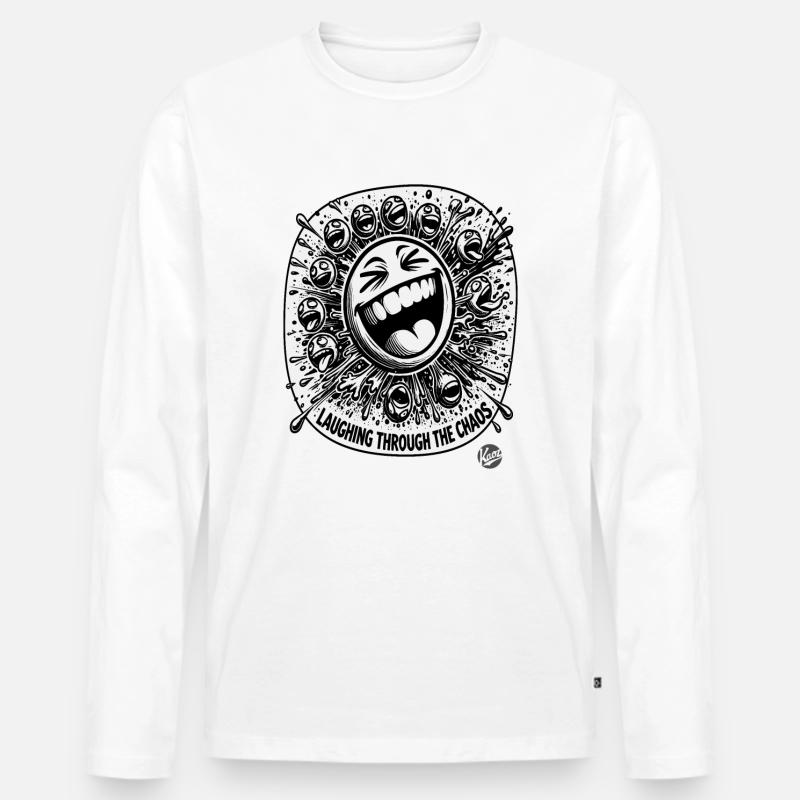 Lachend durch das Chaos - Männer Premium Bio Langarmshirt - Weiß