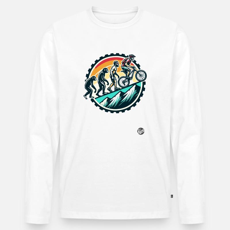 Evolution des Mountainbiker, Mountainbike - Männer Premium Bio Langarmshirt - Weiß