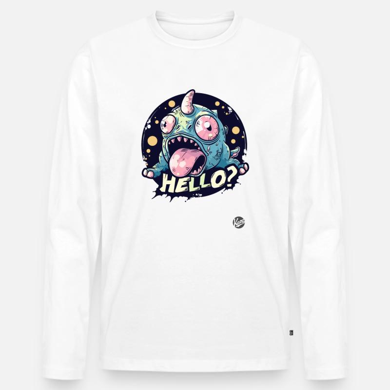 Verrücktes Einhorn-Echsen Hallo - Männer Premium Bio Langarmshirt - Weiß