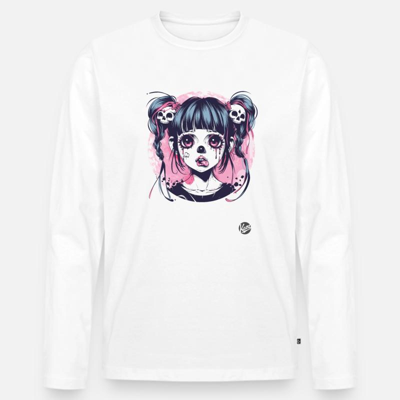 Lustiges Goth-Mädchen - Männer Premium Bio Langarmshirt - Weiß