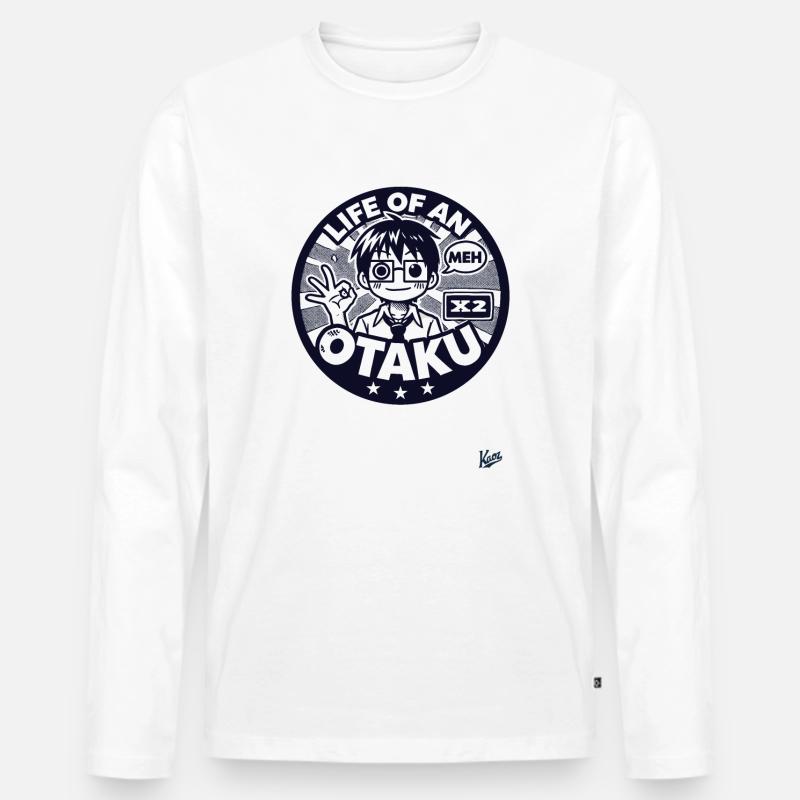 Das Leben eines Otaku - Männer Premium Bio Langarmshirt - Weiß