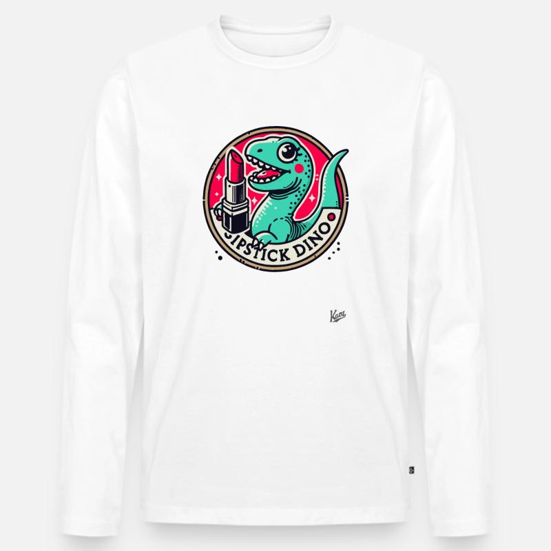 Lippenstift Dino - Männer Premium Bio Langarmshirt - Weiß
