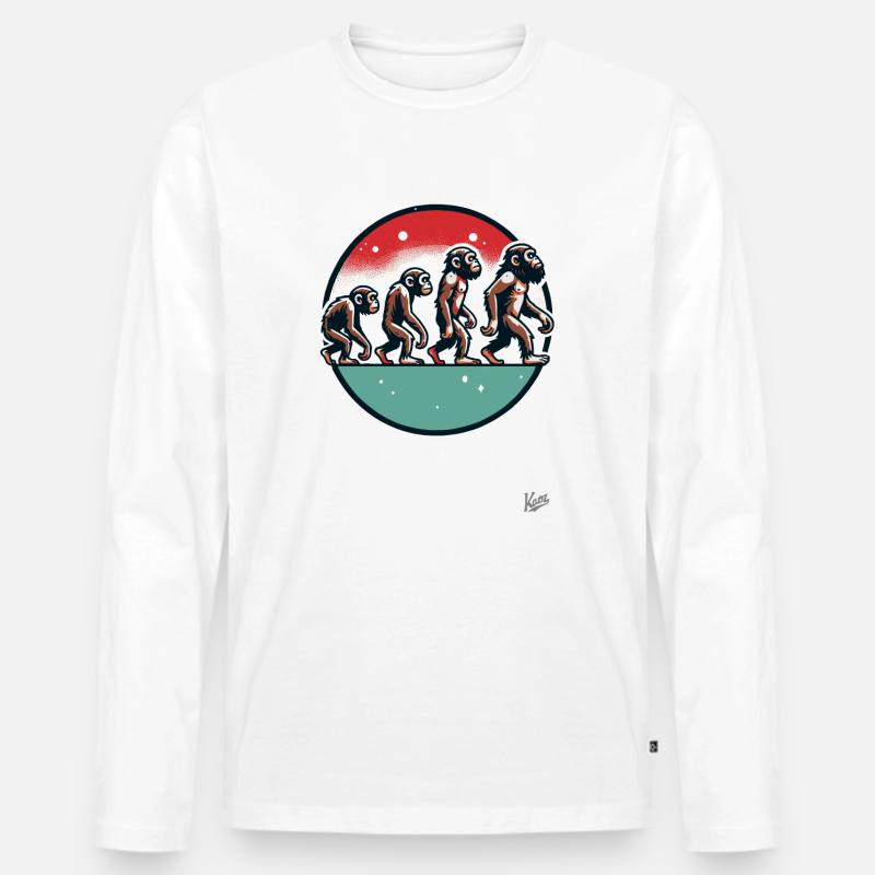 Evolution des Affen - Männer Premium Bio Langarmshirt - Weiß