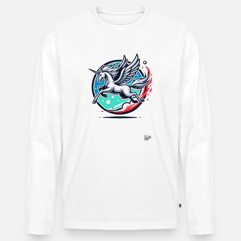 Das Pegasus-Einhorn - Männer Premium Bio Langarmshirt - Weiß
