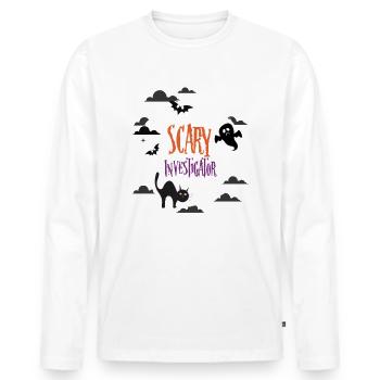 Scary Investigator - Men's Premium Organic Long Sleeve Shirt - white - Front - Nico (187cm)