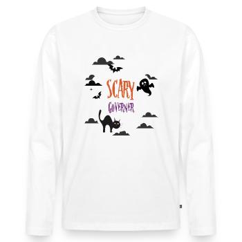 Scary Governer - Men's Premium Organic Long Sleeve Shirt - white - Front - Nico (187cm)