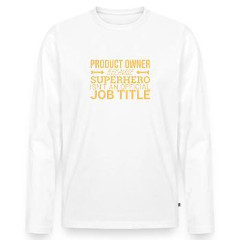 "Product Owner Superhero | " Scrum Master"" - Men's Premium Organic Long Sleeve Shirt - white - Front - Nico (187cm)
