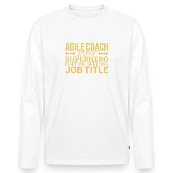 « Agile Coach Superhero | Agile » - T-shirt manches longues Premium bio Homme - blanc - Devant - Nico (187cm)