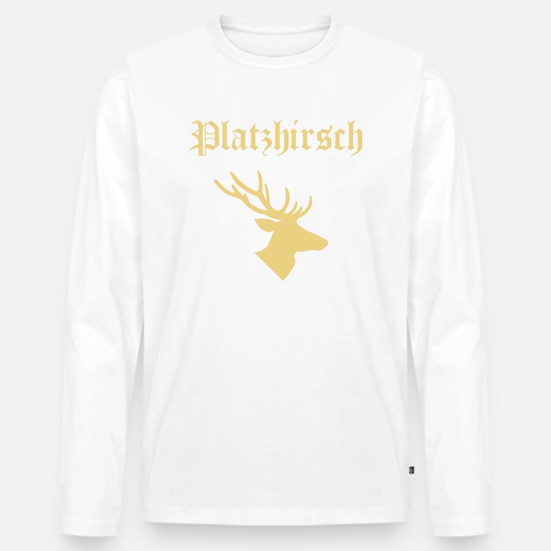 Platz Hirsch - Männer Premium Bio Langarmshirt - Weiß