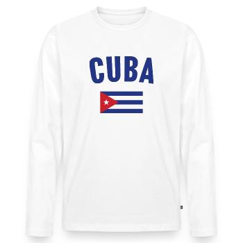 Drapeau de Cuba - T-shirt manches longues Premium bio Homme - blanc - Devant - Nico (187cm)