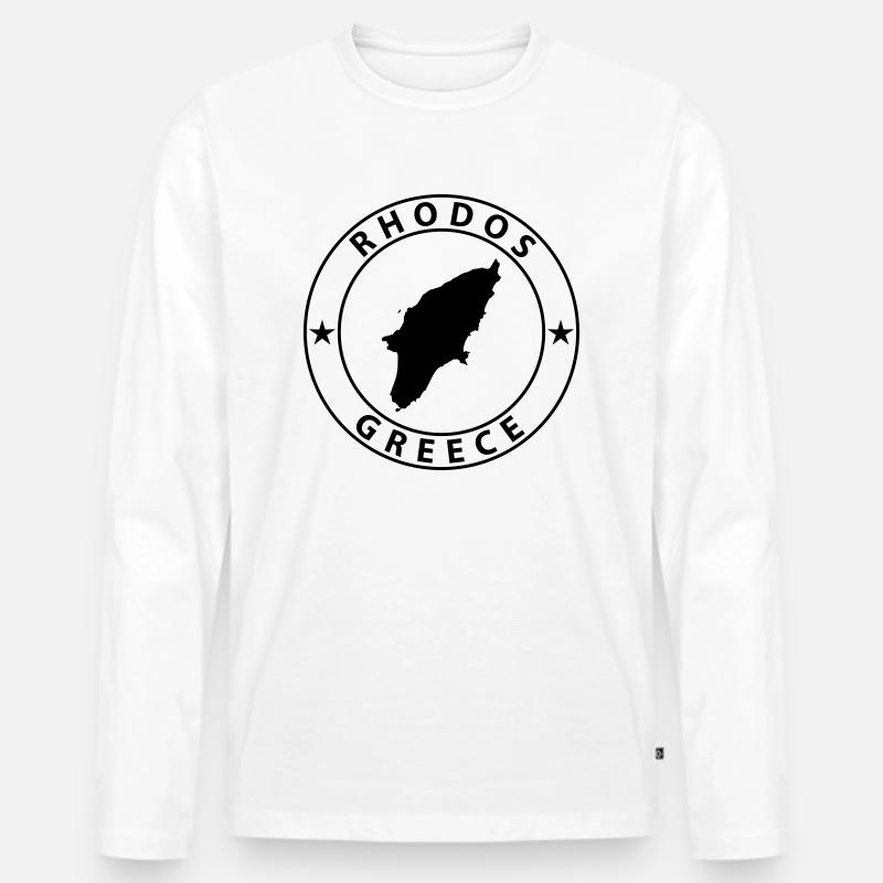 Rhodos - Männer Premium Bio Langarmshirt - Weiß