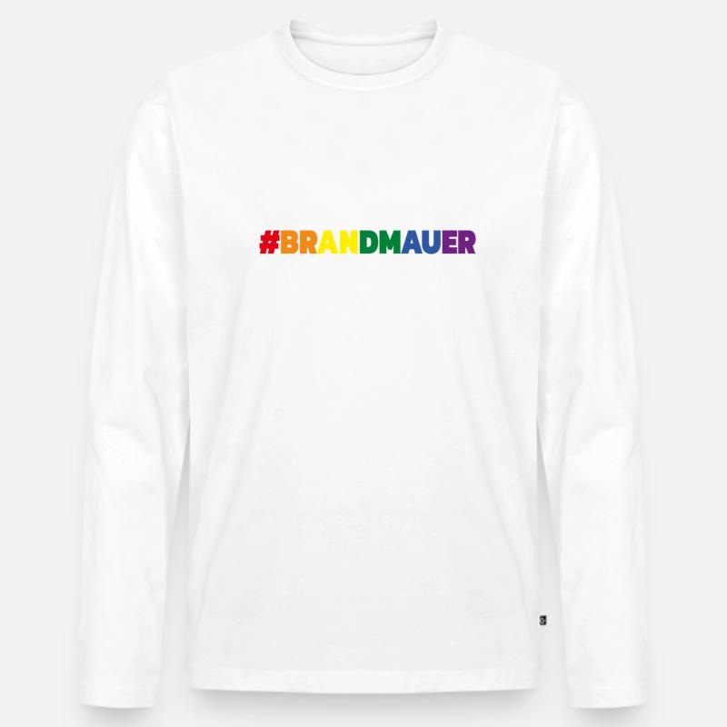 Brandmauer Regenbogen - Männer Premium Bio Langarmshirt - Weiß