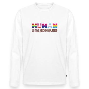 Human Brandmauer - Männer Premium Bio Langarmshirt - Weiß - Vorne - Nico (187cm)
