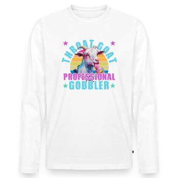 Gorge Chèvre Rétro Drôle Gag Mèmes Inapproprié - T-shirt manches longues Premium bio Homme - blanc - Devant - Nico (187cm)