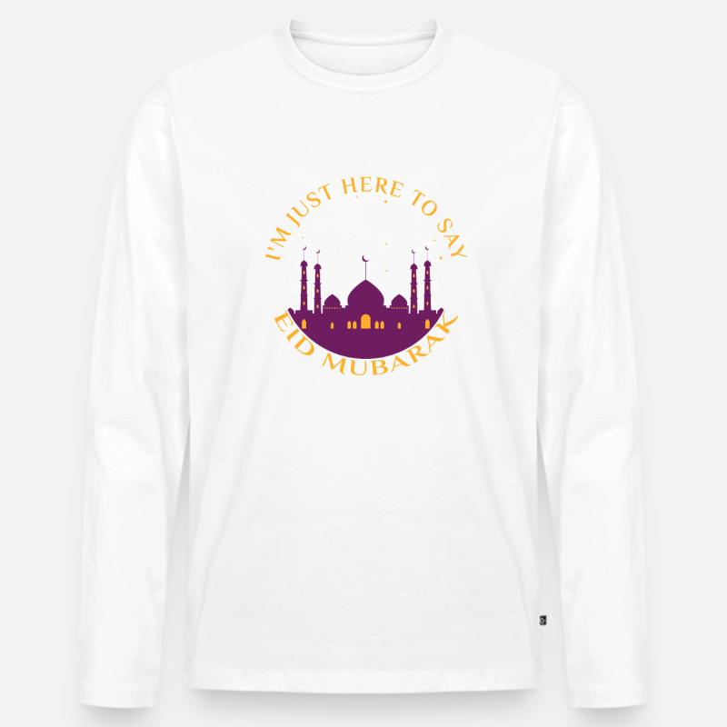RAMADAN MUBARAK - Männer Premium Bio Langarmshirt - Weiß