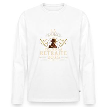 Humour Retraite 2025 La Légende Prend Sa Retraite - T-shirt manches longues Premium bio Homme - blanc - Devant - Nico (187cm)