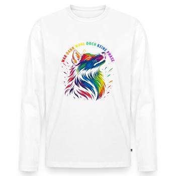 Wolf LGBTQ CSD LGBT Gay Pride Regenbogen Flagge - Männer Premium Bio Langarmshirt - Weiß - Vorne - Nico (187cm)