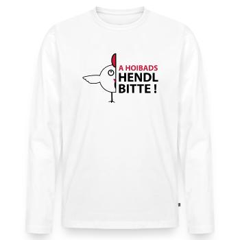Halbes Huhn - Männer Premium Bio Langarmshirt - Weiß - Vorne - Nico (187cm)
