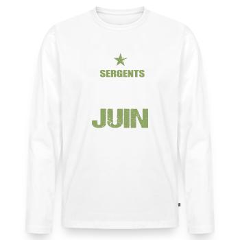 Sergent cadeau anniversaire juin militaire - T-shirt manches longues Premium bio Homme - blanc - Devant - Nico (187cm)