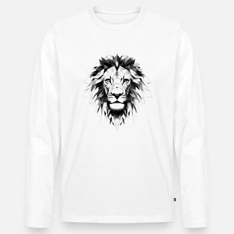 Löwe Geometrisch - Männer Premium Bio Langarmshirt - Weiß