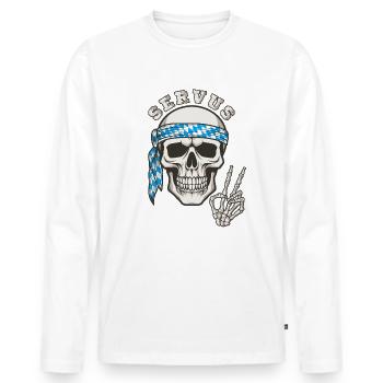 Totenkopf Bayern Servus - Männer Premium Bio Langarmshirt - Weiß - Vorne - Nico (187cm)