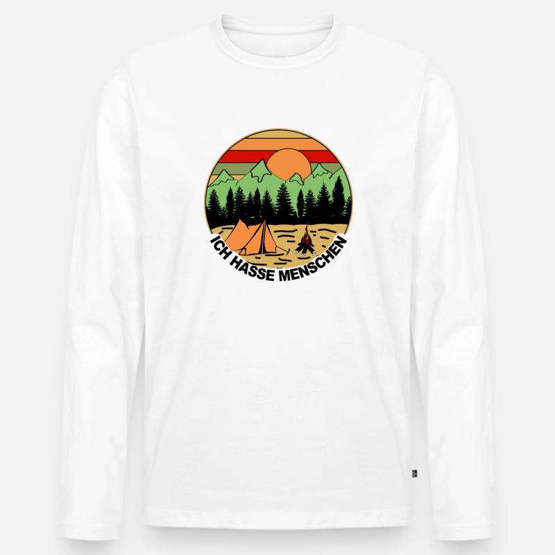 Ich hasse Menschen - Männer Premium Bio Langarmshirt - Weiß