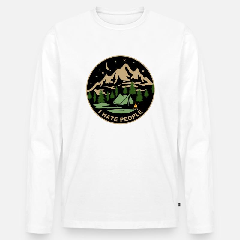 I hate people - Männer Premium Bio Langarmshirt - Weiß