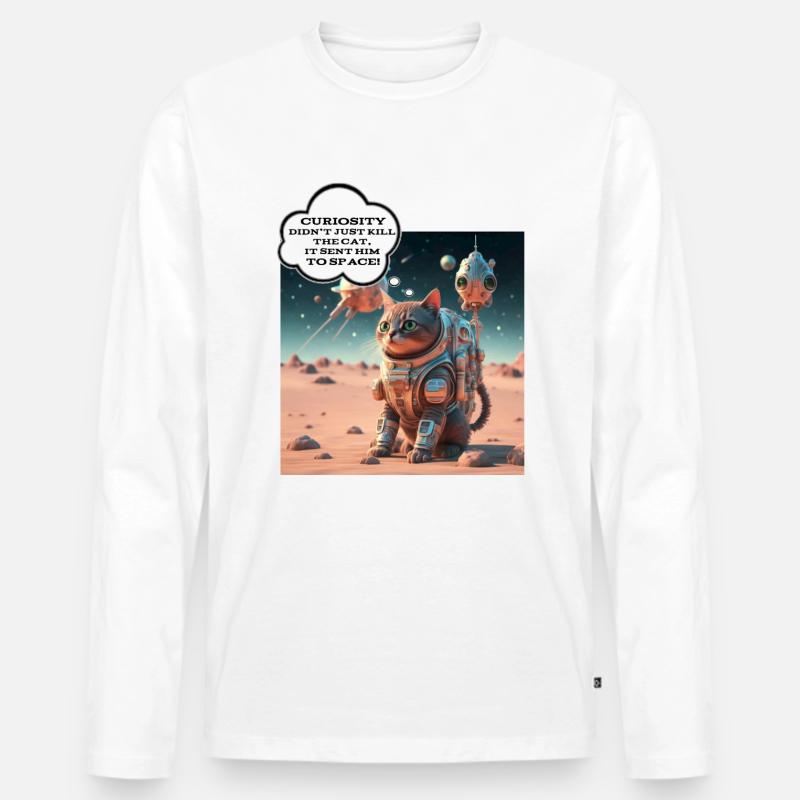 Curiosity kill cat - Männer Premium Bio Langarmshirt - Weiß