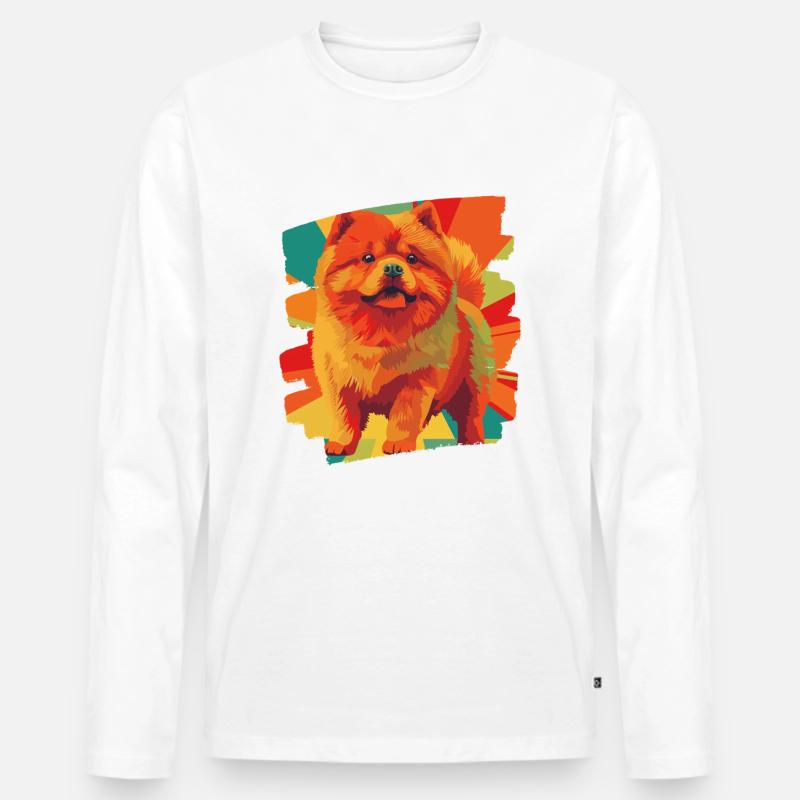 Chow Chow - Männer Premium Bio Langarmshirt - Weiß