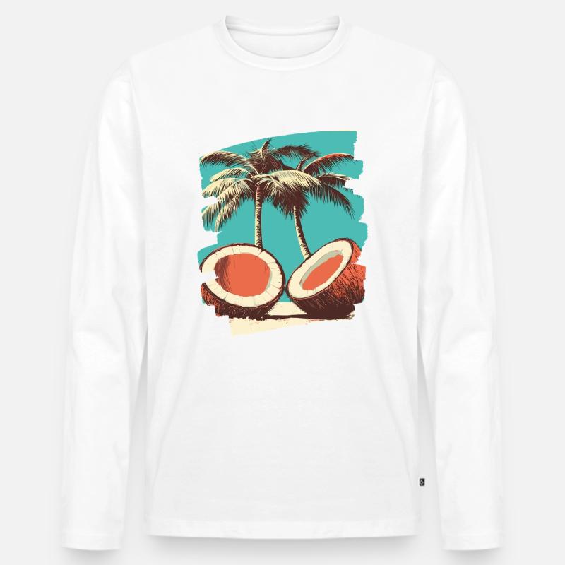 Kokosnuss Coconut - Männer Premium Bio Langarmshirt - Weiß
